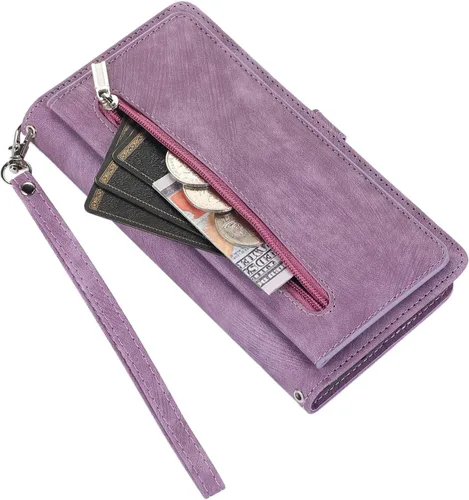 Vista 6 de Asuwish Funda de teléfono para Samsung Galaxy S10 con protector de pantalla de vidrio templado y correa cruzada para la muñeca de cuero con cierre