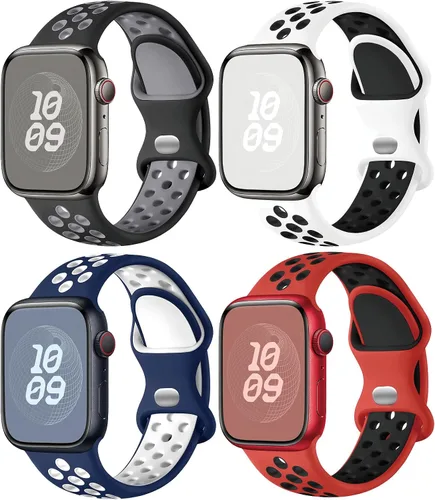Vista 11 de Correas de silicona compatibles con Apple Watch Band de 1.496 in 1.575 in 1.614 in 1.654 in 1.732 in 1.772 in 1.811 in 1.929 in, correa deportiva