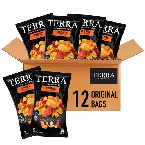 Vista 9 de Terra Chips de verduras, chips originales con sal marina, 6.8 onzas, (paquete de 2)