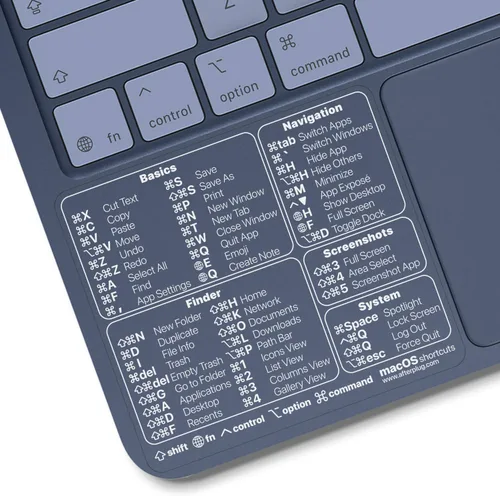 Vista 12 de Pegatina de accesos directos de Mac OS 2026, hoja de trucos de acceso directo de teclado, calcomanía de vinilo, sin residuos, para MacBook Air, Pro