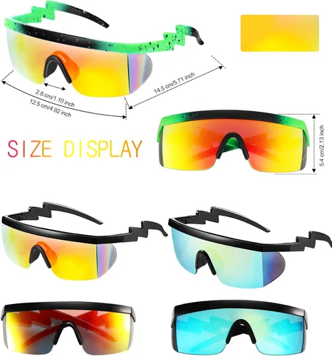 Vista 2 de Frienda 3 pares de lentes de sol retro semi sin montura de los años 80 y 90 s zigzag gafas de sol transparentes de colores para hombres y mujeres