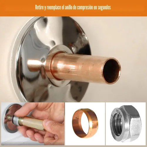 Vista 3 de Herramienta Extractora de Manguito de Compresión para Remover Tuerca y Férula de Tubería 03943, Removedor de Manguito para Accesorios de Compresión