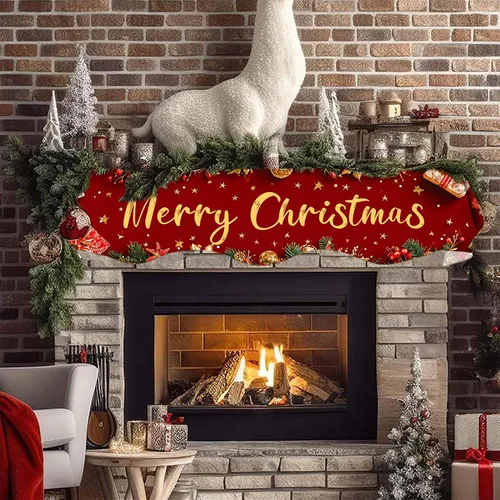 Vista 6 de NYZE Bufanda para Repisa de Chimenea Navideña 60 x 17 Pulgadas Cubierta Decorativa para Repisa de Chimenea de Navidad Camino de Mesa para Repisa