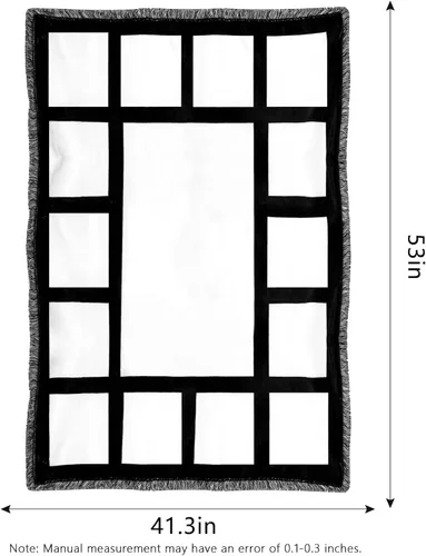 Vista 2 de Manta de sublimación en blanco de 53 x 41.3 pulgadas, fotos personalizadas, 15 paneles, regalos para familiares y amigos en Navidad, boda, día