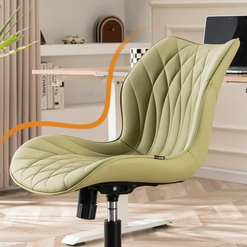 Vista 5 de YOUNUOKE - Silla de escritorio sin brazos con ruedas, sillas de oficina en casa, color verde aguacate PU Leather Comfy Task Chair with Wheels