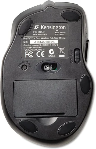 Vista 2 de Kensington Mouse inalámbrico Pro Fit de tamaño completo (K72370US), color negro y plateado Agarre cómodo de tamaño completo, conexión inalámbrica