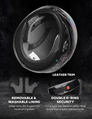 Vista 6 de XFMT DOT Casco de Motocicleta de Cara Completa Abatible para Calle Dirt Bike ATV Todoterreno con Visera Transparente para Hombres y Mujeres Adultos