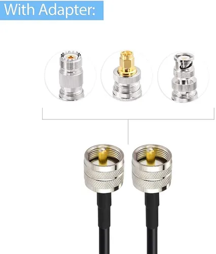 Vista 3 de SUPERBAT Cable PL259 RG58 coaxial de 20 pulgadas, puente UHF PL-259+3 piezas SMA/BNC/SO239 Kit adaptador para radio CB Jamón Medidor SWR
