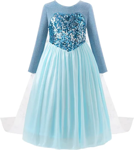 Vista 8 de Uplus ME Disfraz de princesa para niñas disfraz de princesa de lentejuelas para niñas disfraz de Halloween trajes de fiesta de Navidad