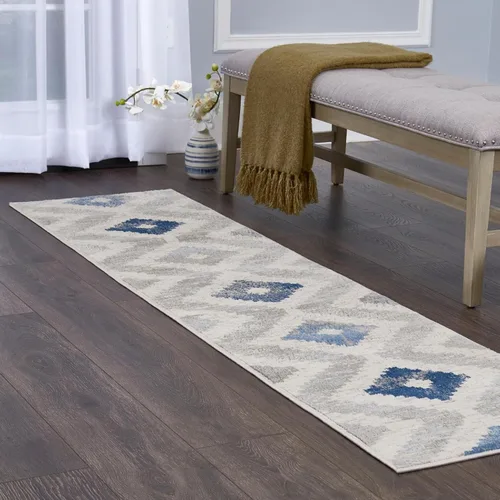 Vista 2 de Home Dynamix Melrose Maritza - Alfombra de pasillo, 2 x 7 pies, azul/marfil