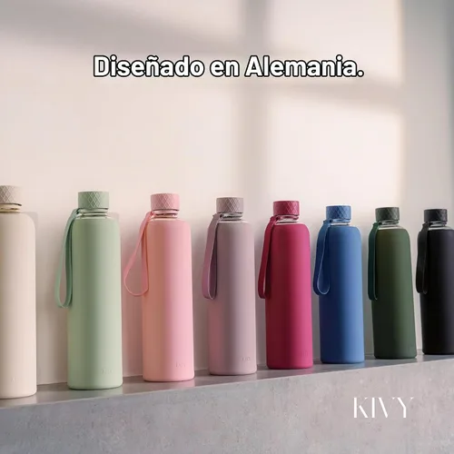 Vista 6 de KIVY Botella de agua de vidrio con funda de silicona de 22 oz