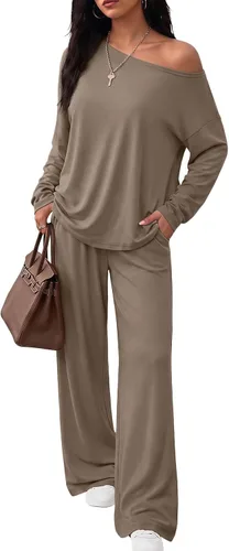 Vista 8 de Trendy Queen Conjuntos de descanso de 2 piezas para mujer, trajes de otoño Negro