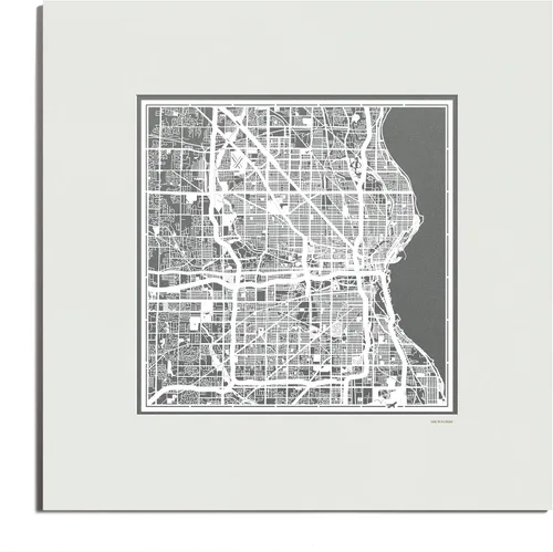 Vista 177 de O3 Design Studio San Diego, CA Paper Cut Map Matted Grey 20x20 in Paper Art