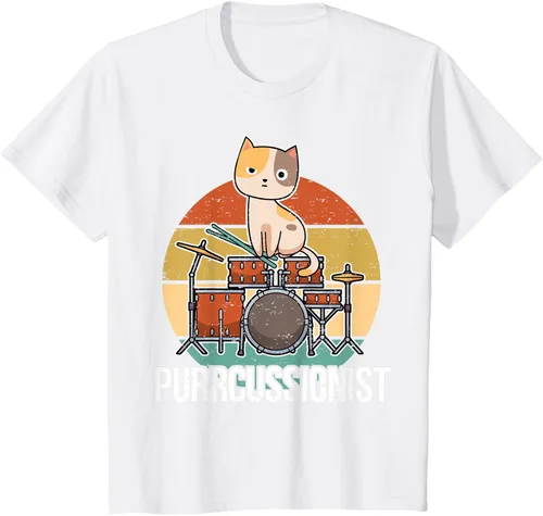 Vista 32 de Funny Percussion Drummer Drumming Drums Saying I Kitten Cat Camiseta, Negro, S