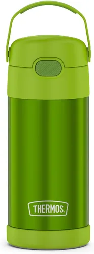 Vista 42 de THERMOS FUNTAINER - Botella de agua con pajilla, 12 onzas, botella de agua de acero inoxidable aislada al vacío para niños con tapa, color negro