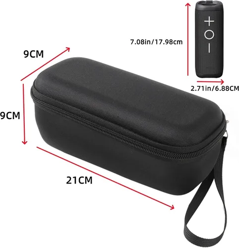 Vista 4 de Funda EVA para altavoz Bluetooth Tribits StormBox 2, funda rígida de transporte con cuerda de mano y mosquetón, a prueba de caídas y resistente al