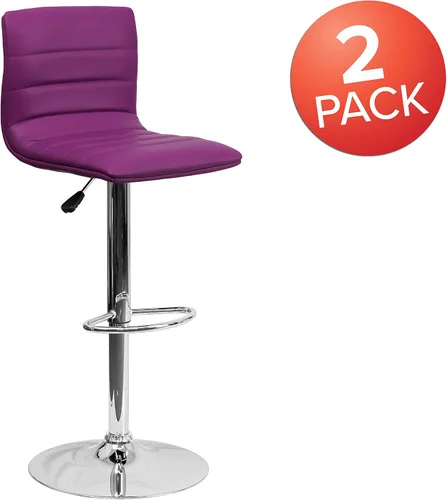 Vista 55 de Flash Funiture silla de bar ajustable con base cromada, Vinilo, Gris