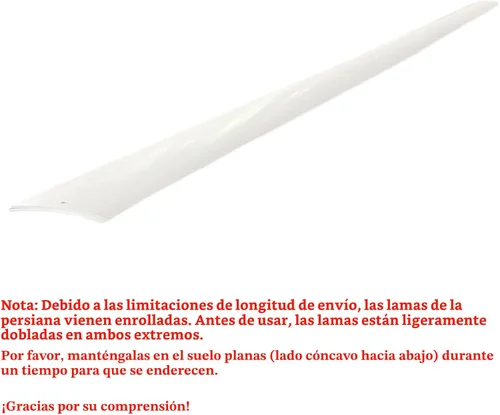 Vista 4 de Listón de PVC vertical de repuesto blanco curvado liso de 82.5" x 3.5" (Paquete de 5)