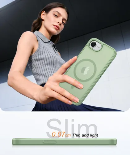 Vista 740 de FNTCASE Funda para iPhone 17 Pro: Fundas delgadas translúcidas de color azul claro compatibles con MagSafe, protección completa de la cámara