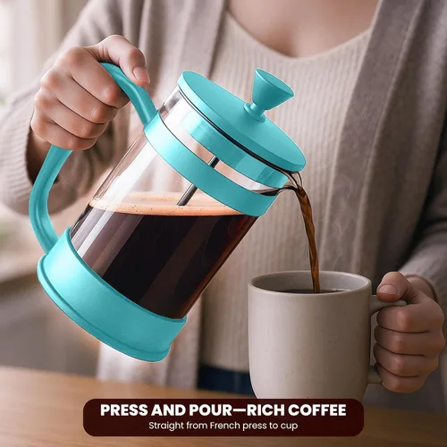 Vista 6 de Utopia Kitchen French Press - Cafetera de café expreso y té con filtros triples, émbolo de acero inoxidable y vidrio de borosilicato resistente al