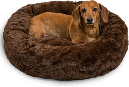 Vista 105 de Best Friends by Sheri - The Original Calming Donut - Cama calmante en forma de dona para perros y gatos - Pelo largo, azul bebé, M, 30 x 30 pulgadas
