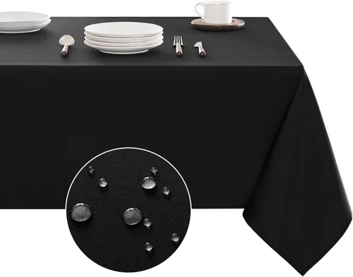 Vista 16 de Veblandy Mantel rectangular impermeable, a prueba de derrames y sin arrugas, de tela lavable, para decoración de mesa de cocina y comedor, funda