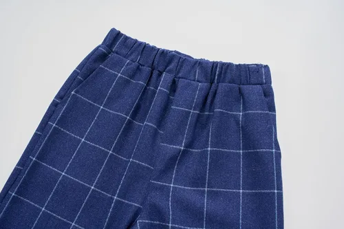 Vista 8 de Conjunto de trajes para niños, chaqueta a cuadros, chaleco, pantalones de un solo pecho, chaqueta formal para boda, fiesta, baile de graduación