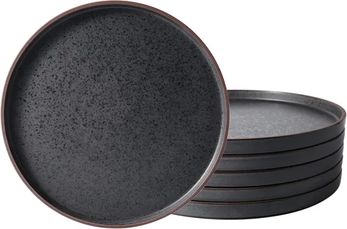 Vista 9 de LERATIO Platos de Cerámica, Juego de 6 Platos Planos de Ensalada de 8.0 Pulgadas, Platos Modernos de Borde Alto para Cocina, Aptos para Microondas