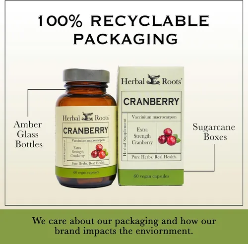 Vista 5 de Herbal Roots Pastillas de arándano extra fuertes para mujeres y hombres con ortiga orgánica Salud del tracto urinario 60 cápsulas veganas