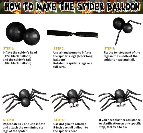 Vista 7 de Kit de Guirnalda de Arco de Globos de Halloween, 126 Piezas, Globos Negros y Naranjas con Globos de Calabaza BOO, Murciélagos de Aluminio, Globos