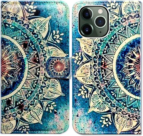 Vista 28 de Bcov Funda para iPhone 11 Pro Max, diseño de pájaro negro y verde con tapa de cuero con ranura para tarjeta de crédito, soporte para tarjeta