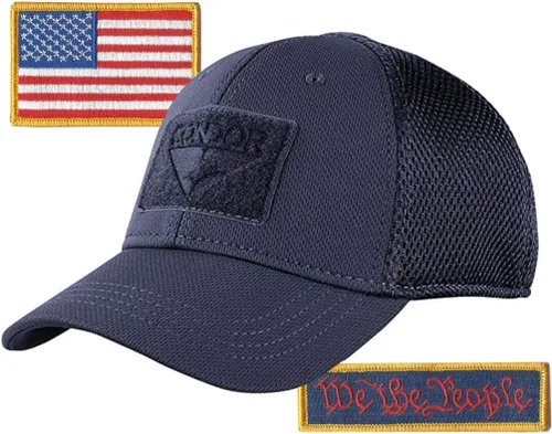 Vista 3 de Paquete de gorras tácticas ajustadas de malla Condor - We The People & USA - Elige la talla Negro