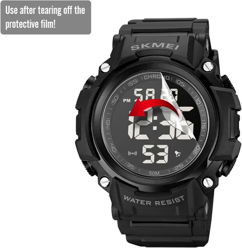 Vista 7 de Fanmis Reloj digital digital multifunción para hombre, electrónico, impermeable, con alarma, reloj deportivo de cuarzo, Azul Patchwork