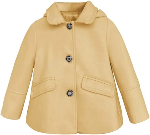 Vista 7 de rrhss Abrigo formal con botones para niñas pequeñas, chaqueta de lana con capucha para otoño e invierno