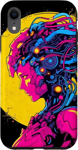 Vista 24 de Funda estilo anime futurista Cyberpunk para iPhone 16 Robot Woman