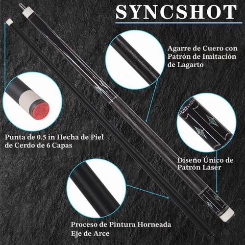 Vista 2 de Palos de billar de madera de arce teñida canadiense de 58 pulgadas, punta de 0.492 in, taco de piscina de arce de 19 onzas 1/2 apto para 9 bolas