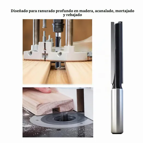 Vista 4 de Juego de brocas de enrutador extra largo de 2-1/2 pulgadas rectas, vástago de 1/2, broca de carburo de 2 flautas, para ranurado profundo de madera