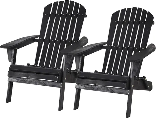 Vista 10 de PayLessHere Sillas Adirondack resistentes a la intemperie con madera de pino texturizada para patio, césped, jardín, terraza, piscina, playa, hoguera