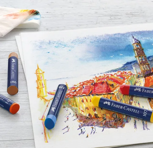 Vista 4 de Faber-Castell Creative Studio - Lápices de colores pastel al óleo, 12 colores vibrantes