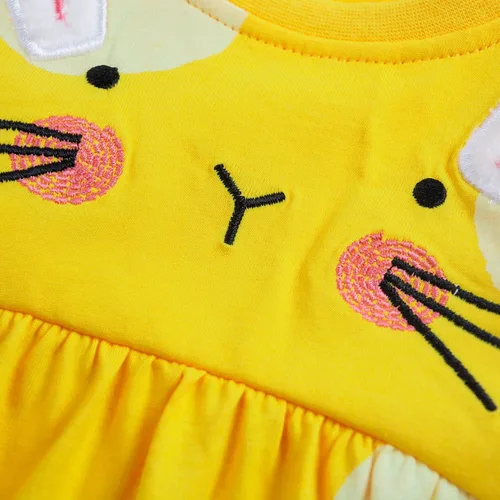 Vista 3 de HOMAGIC2WE Vestido para niñas pequeñas, de manga corta, casual, de algodón, básico, para jugar