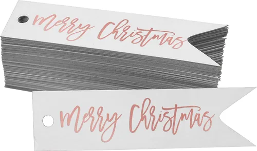 Vista 23 de Etiquetas colgantes con texto en inglés «Merry Christmas» para botellas de papel de aluminio, paquete de 50 unidades Aqua Blue