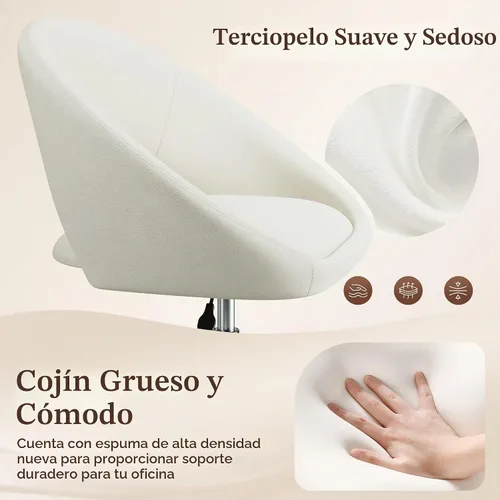 Vista 4 de Silla de tocador con ruedas (grande), silla de oficina en casa chapada en titanio dorado, 300 libras, moderna silla giratoria de terciopelo