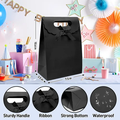 Vista 3 de Bolsas de regalo Patdefie con asas tamaño pequeño 7×4×10 pulgadas 16 piezas tamaño mediano para cumpleaños, fiesta, recuerdo, boda, aniversario