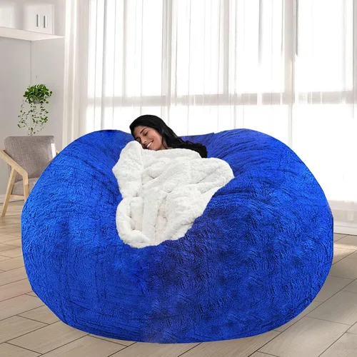 Vista 15 de Puf para adultos y niños sin relleno, sofá perezoso suave y redondo, funda de sofá de puf clásico, saco de amor para dormitorio, silla de lectura