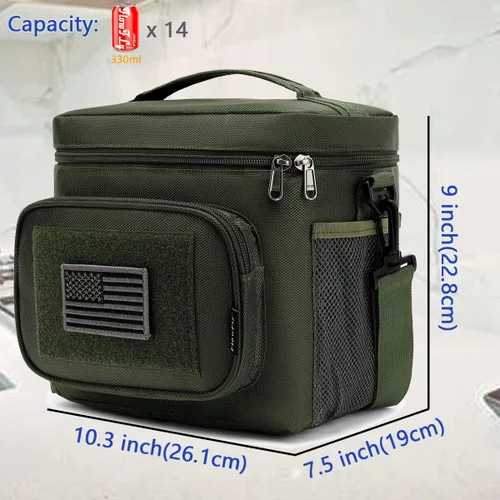Vista 3 de FlowFly Bolsa de almuerzo táctica grande con aislamiento, bolsa de almuerzo grande con enfriador, para hombres, mujeres con correas MOLLE/PALS