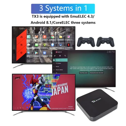 Vista 4 de FRIGEDAEG TX3 Game Console With 30000+ Games,Wireless Video Game Console For PCTVProjectorEmuELEC 4.3Android 8.1CoreELEC System 3 In 1, 4K HD