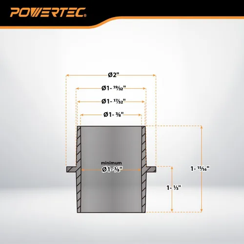 Vista 6 de POWERTEC 70297 Adaptador modular paso 4 en 1 - Compra accesorios de manguera para colector de polvo Vac
