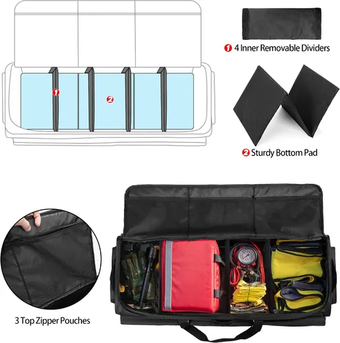 Vista 4 de samdew Bolsa de Almacenamiento Debajo del Asiento Compatible con Cabina SuperCrew, Organizador de Camión Debajo del Asiento con 4 Divisores