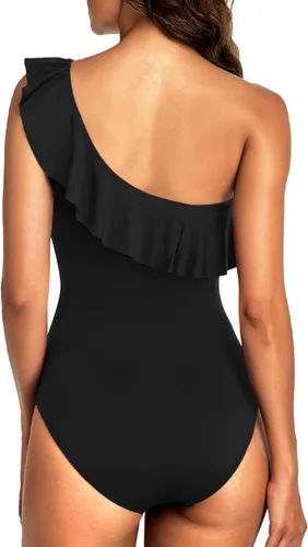 Vista 6 de Hilor - Trajes de baño de una pieza para mujer, con control de abdomen, diseño asimétrico de un hombro