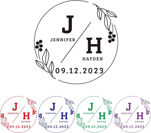 Vista 2 de Sellos de boda, sellos de boda personalizados, sellos de boda personalizados. Diseñado para invitaciones de boda personalizadas, sobres y etiquetas